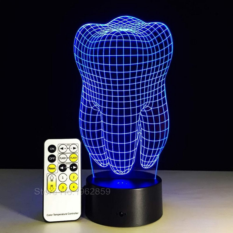 Luminária 3D com LED forma de Dente