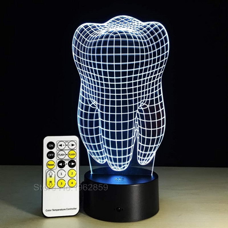 Luminária 3D com LED forma de Dente